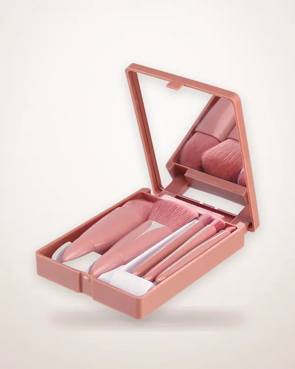 5-Piece Makeup Brush Set with Mirror