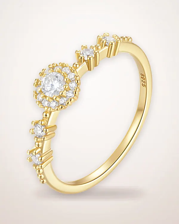 Floral Rhinestone 925 Silver Ring