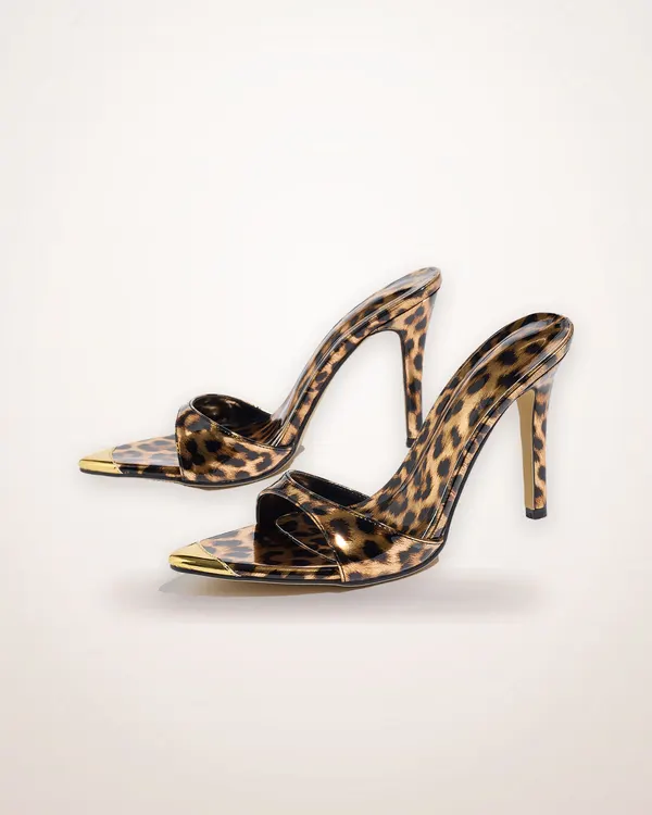 Leopard Print Peep-Toe Stiletto Heels