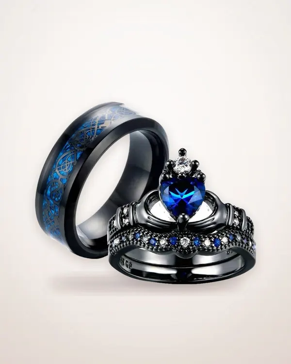 Crown Motif Sapphire-Tone Ring