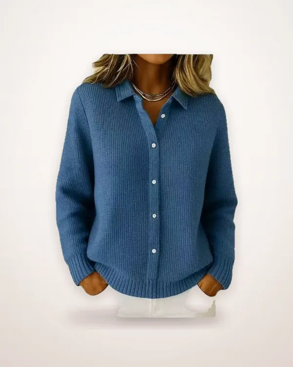 Turn-Down Collar Knit Cardigan