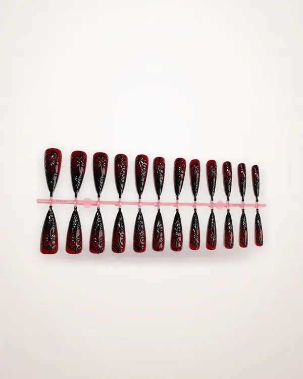 Blood Red Spider Web Stiletto Press-On Nails