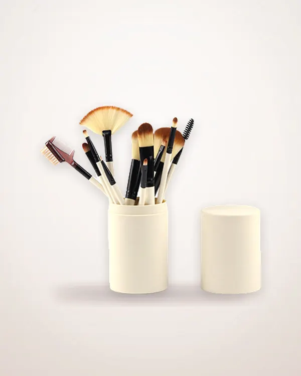 12-Piece Makeup Brush Set with Barrel Box