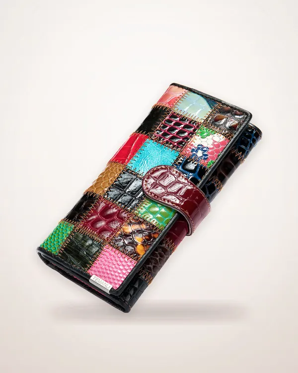 Retro Colorful Print Long Wallet