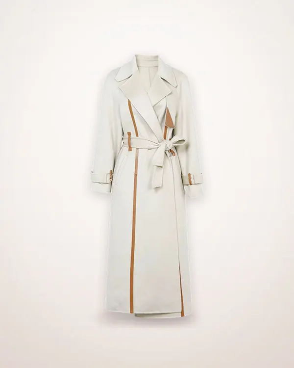 Mid-Length Wool Coat with Large Lapel