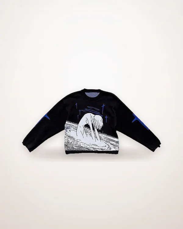 Printed Long Sleeve Pullover Sweater