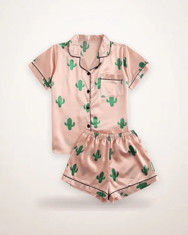Lapel Collar Pajama Set