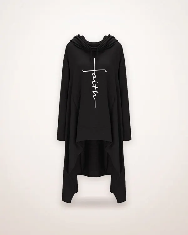 Long Embroidered Hooded Knit Cloak