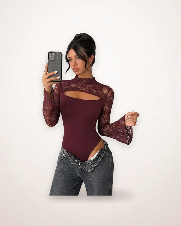 Long-Sleeve Lace Bodysuit