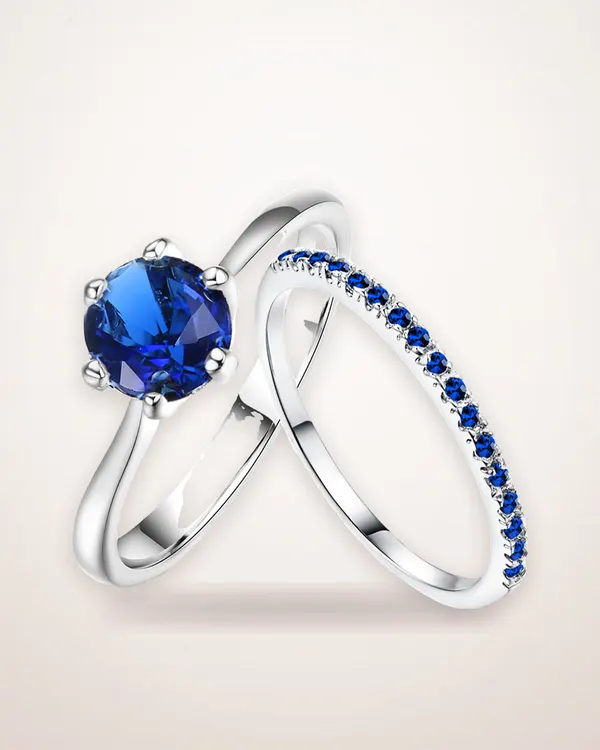 Gold Plated Six Claw Zircon Ring Set
