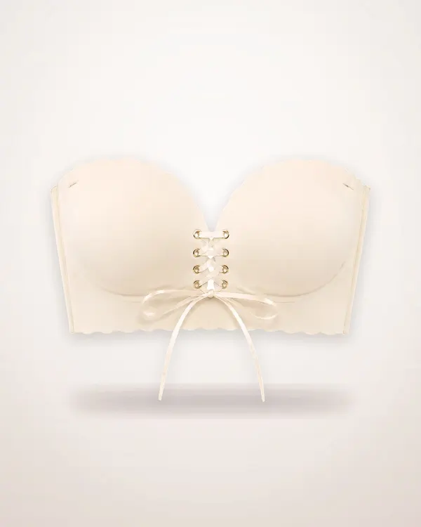 Front Drawstring Wave-Edge Bra