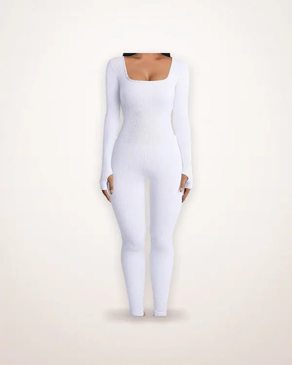 Square-Collar Shaping Yoga Jumpsuit