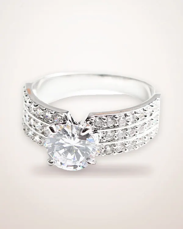 Three-Row Diamond Wide Band Ring