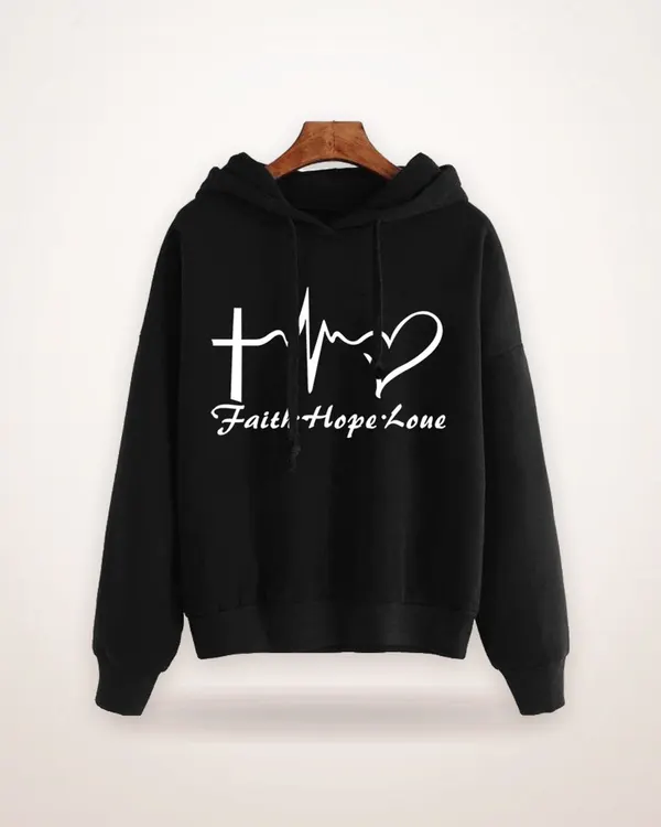 Heart Print Pullover Hoodie