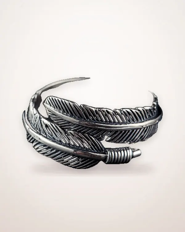 Antique-Finish Feather Ring