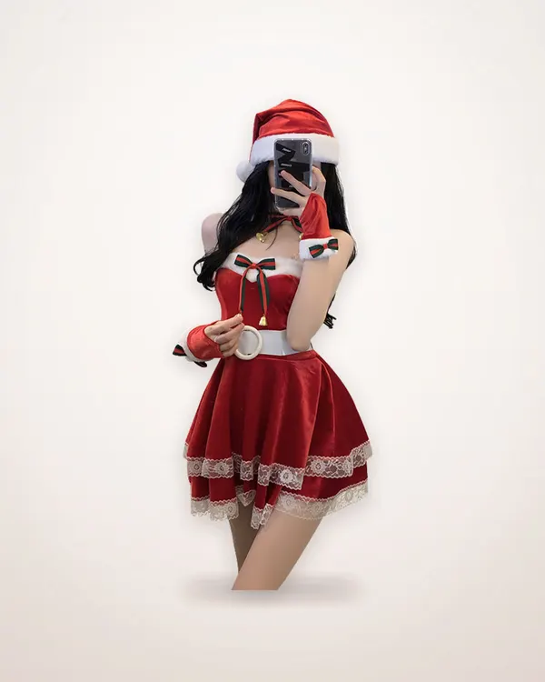 Velvet Christmas Costume Dress Set
