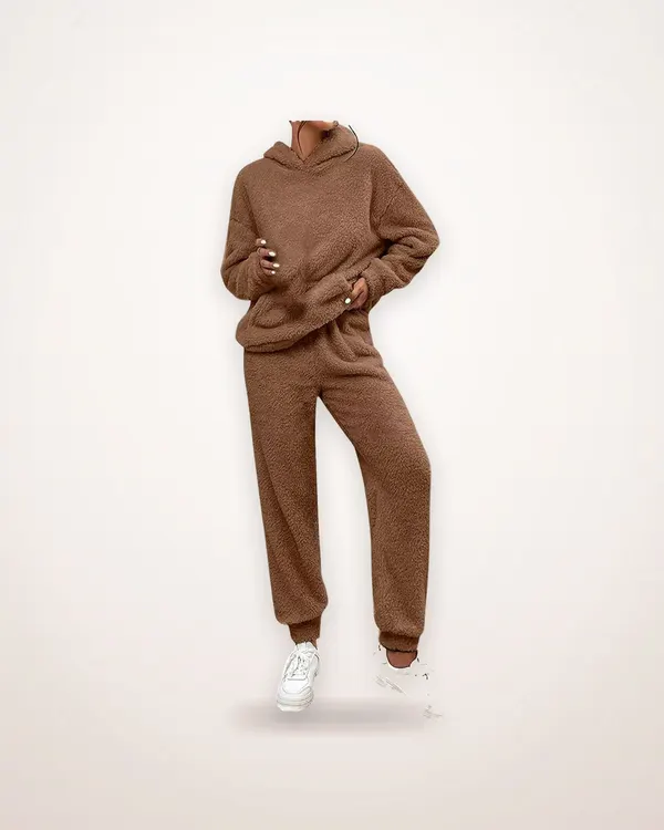 Plush Hooded Top and Trouser Set
