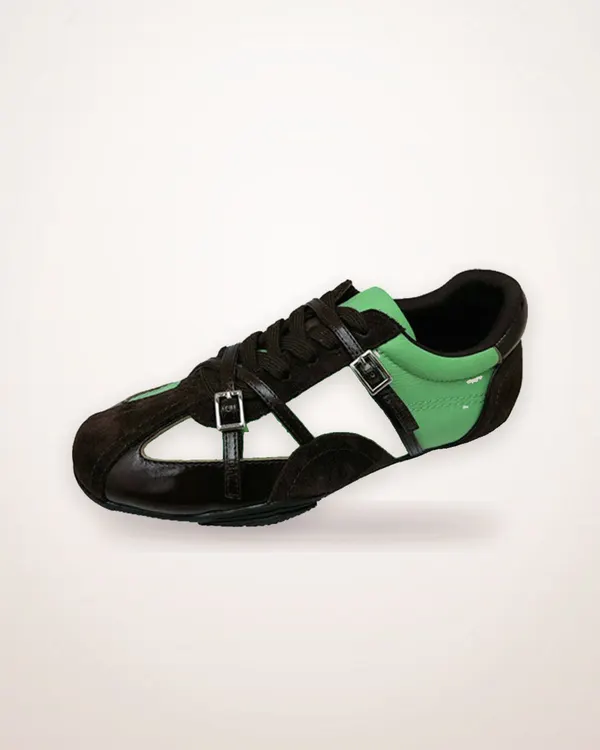 Retro Leather Lace-Up Trainers