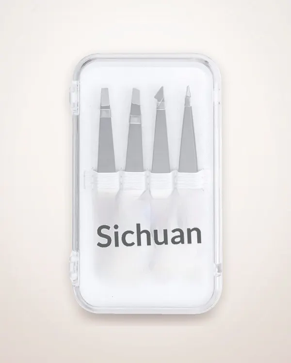 Four-Piece Stainless Steel Brow and Lash Tweezer Set
