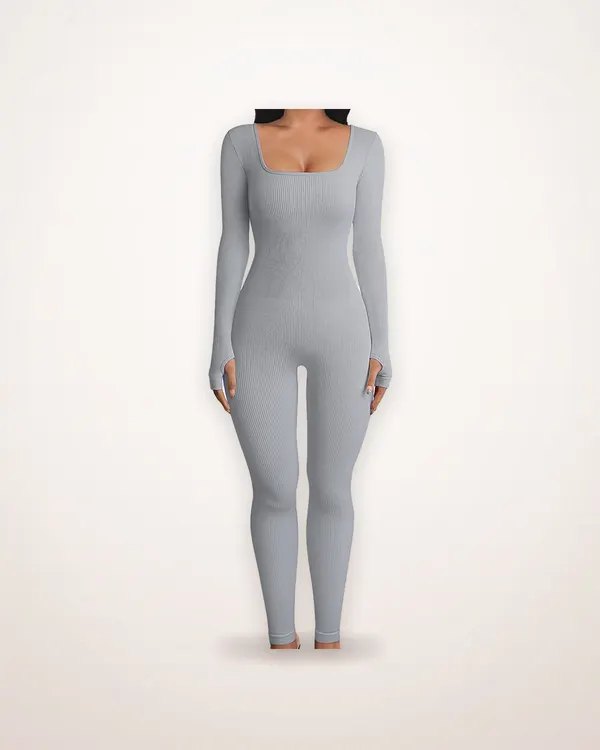 Square Collar Long Sleeve Jumpsuit