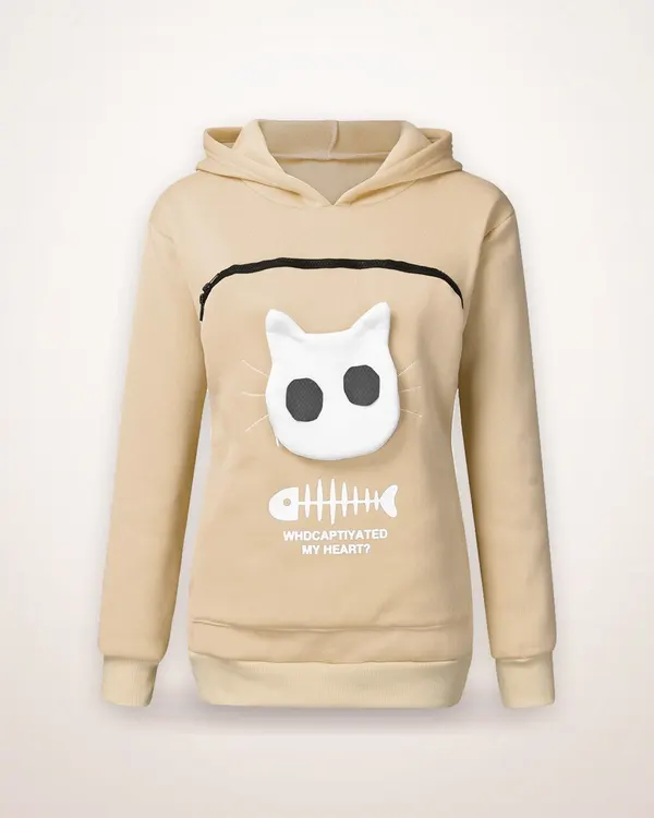 Cat Pocket Cotton Hoodie