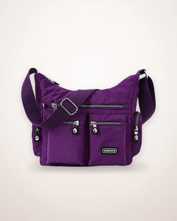 Nylon Crossbody Bag with Multiple Pockets