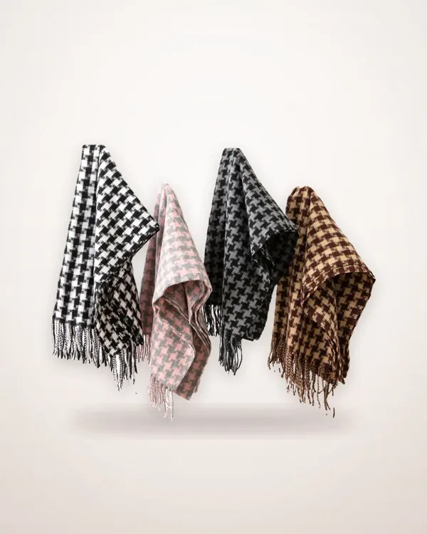 Plaid Tassel Winter Scarf