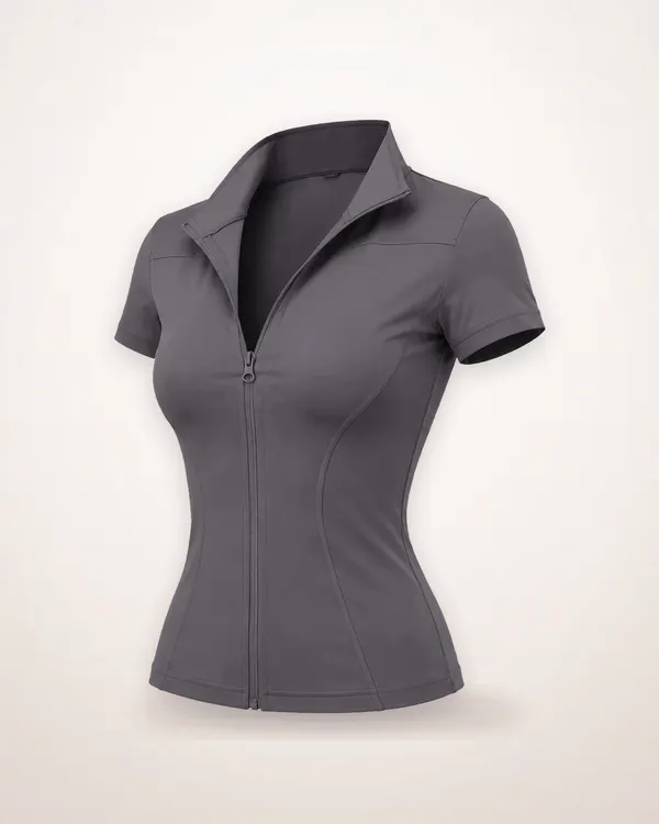 Zip-Front Stretch Sports Top