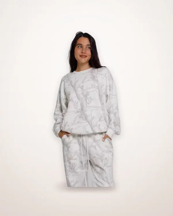 Maple Leaf Print Hoodie and Jogger Set