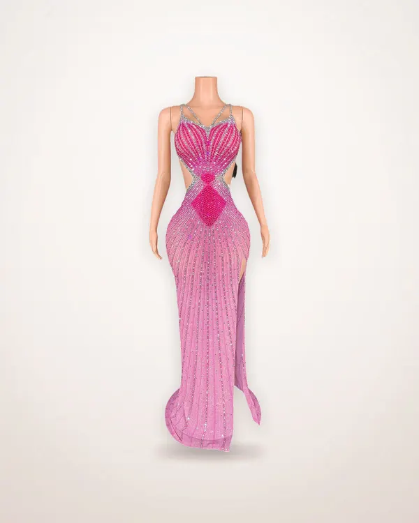 Rhinestone Asymmetric Bodycon Dress
