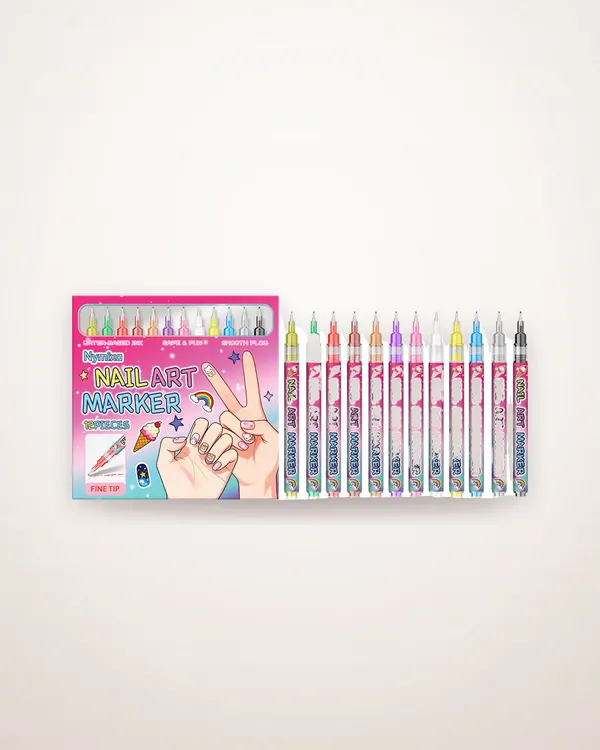12-Piece Waterproof Nail Art Marker Set