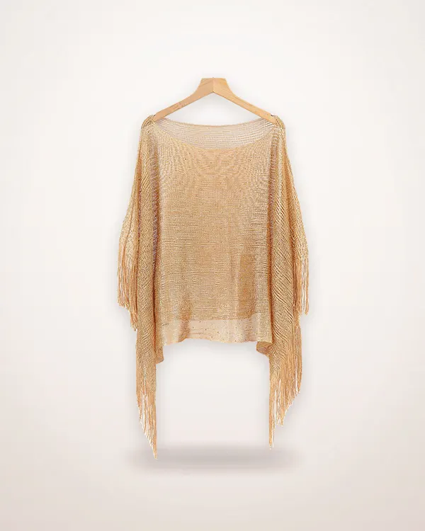 Openwork Lace Tassel Shawl