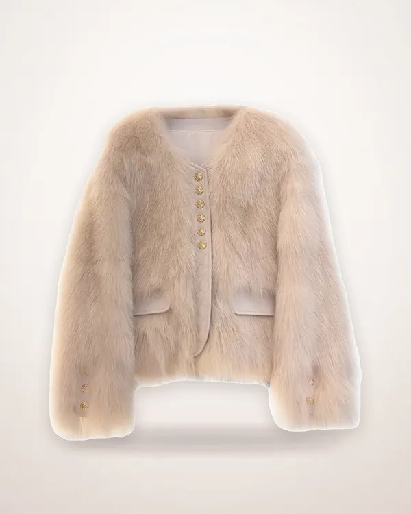 Textured Furry Short Coat