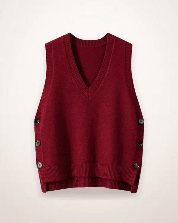 V-Neck Button-Front Knitted Vest