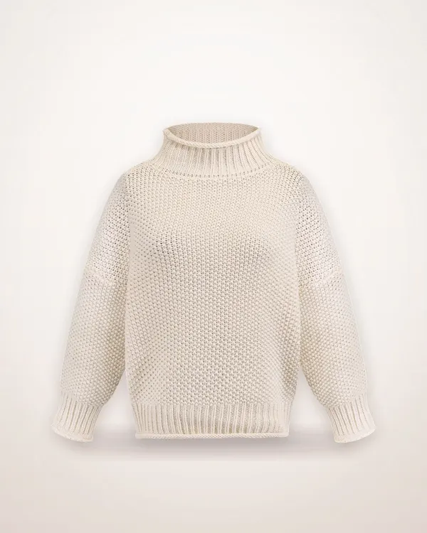 Solid Turtleneck Knit Pullover