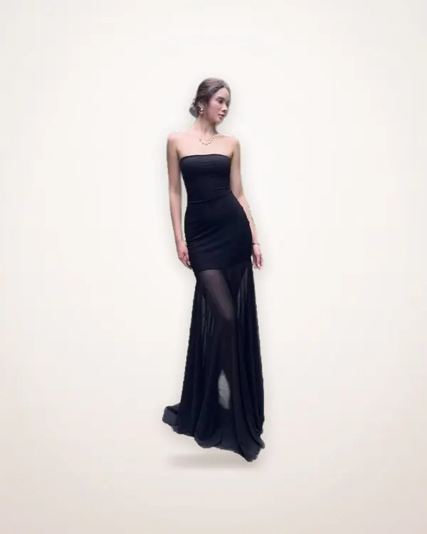 Chest-Wrap Mesh Sleeveless Dress
