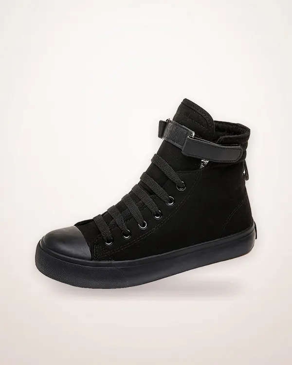 Velcro High-Top Canvas Sneakers
