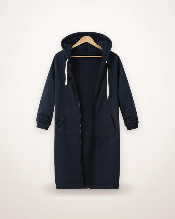 Hooded Fleece Zip Jacket, Longline