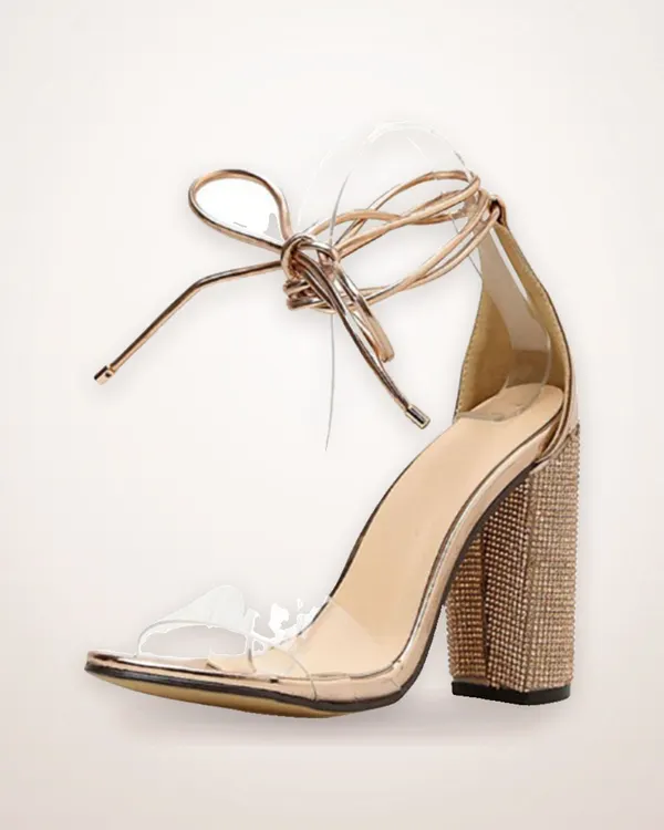 Rhinestone Suede Ankle-Strap Sandals