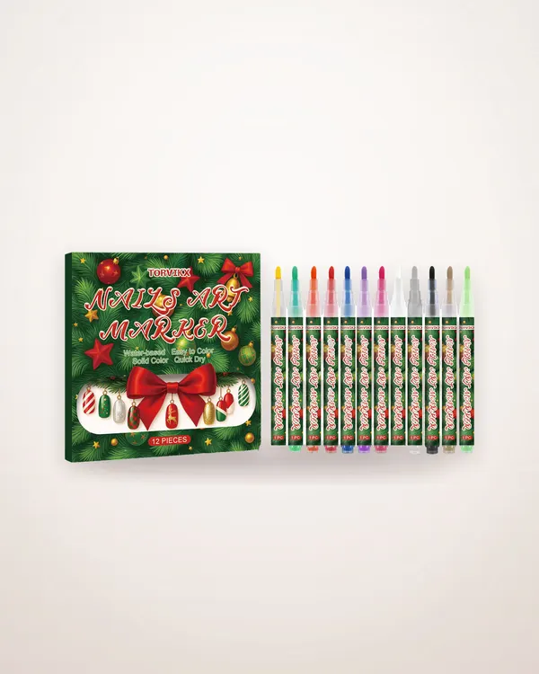 12-Piece Christmas Nail Art Pen Set