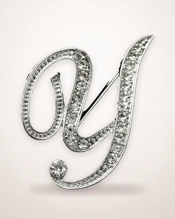 Gold Letter Brooch with Diamond Accents