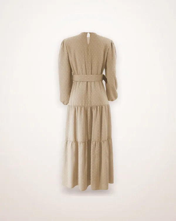 Dotted Tiered Maxi Dress with Puff Sleeves