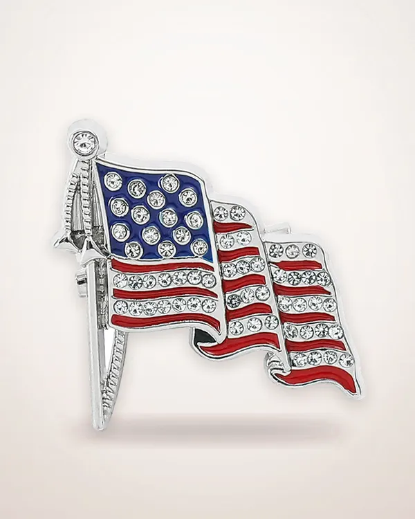 American Flag Letter Brooch