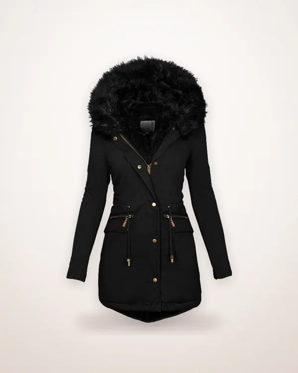Plush Hooded Mid-Length Parka