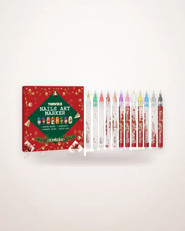 Christmas Nail Art Graffiti Pens, 12-Piece Set