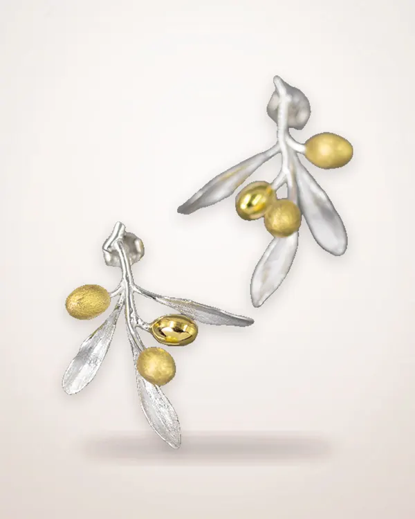 Sterling Silver Olive Branch Stud Earrings