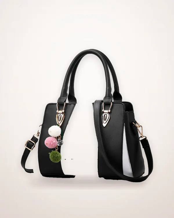 Large PU Shoulder Bag with Zip Pockets