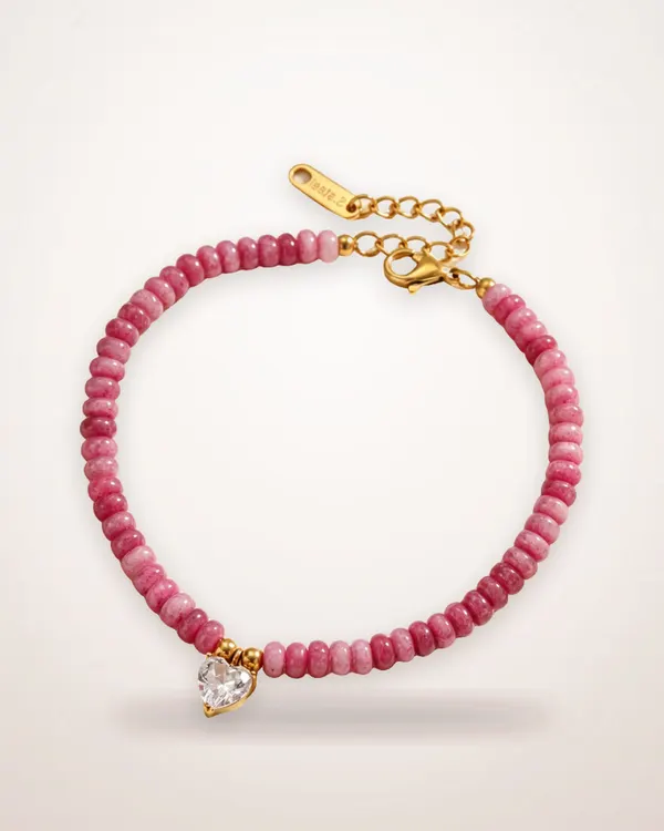 Blush Bead Heart Cubic Zirconia Choker