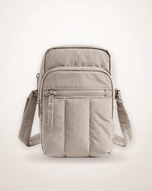 Plaid Nylon Cylindrical Crossbody Bag