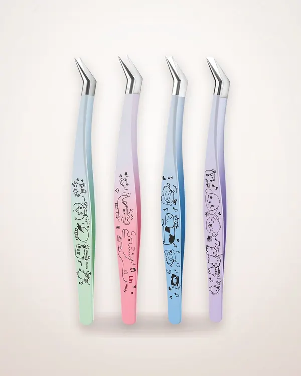 Curved Stainless Steel Lash Tweezers